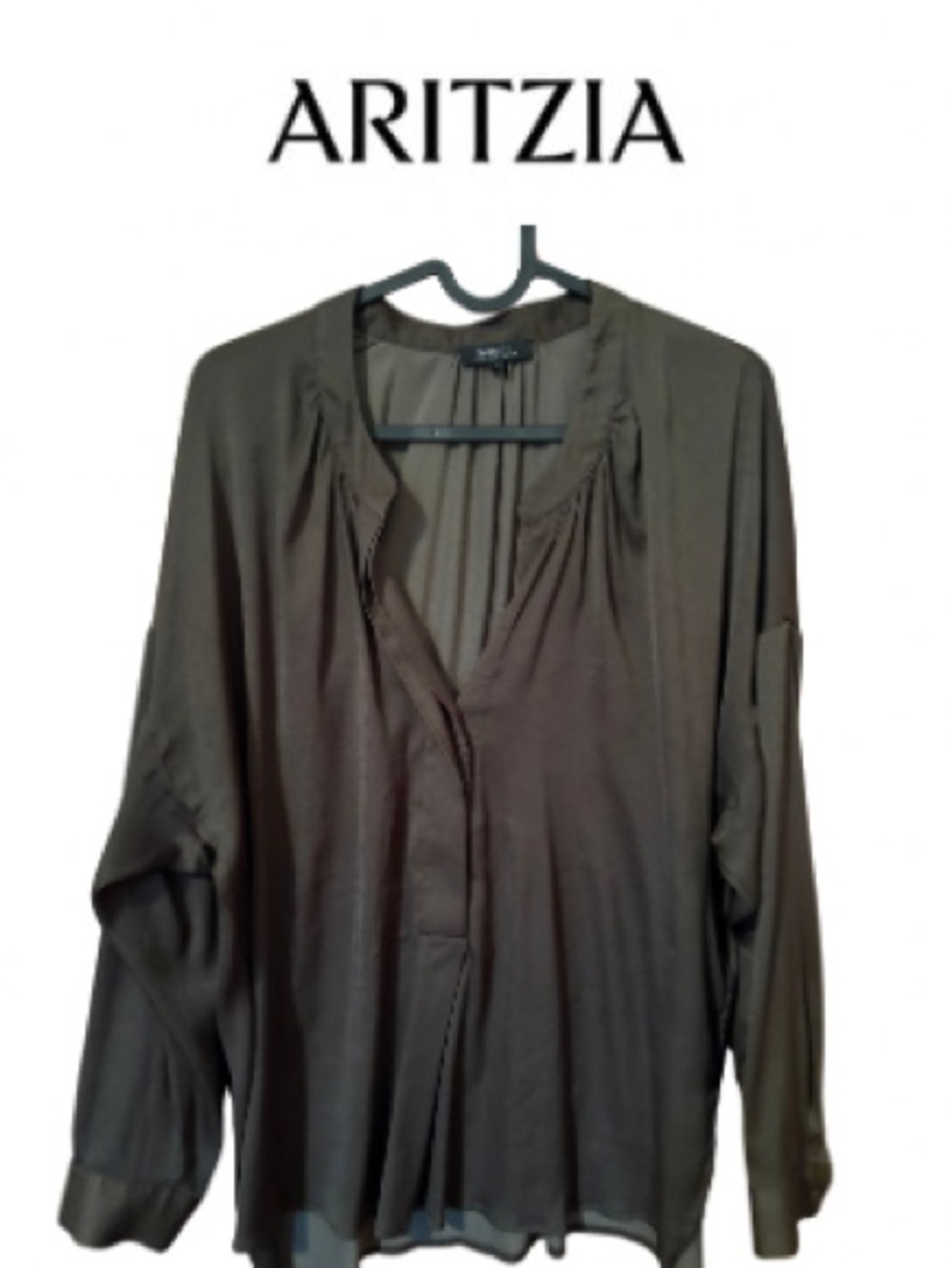 Aritzia Olive Green Button-Front Blouse